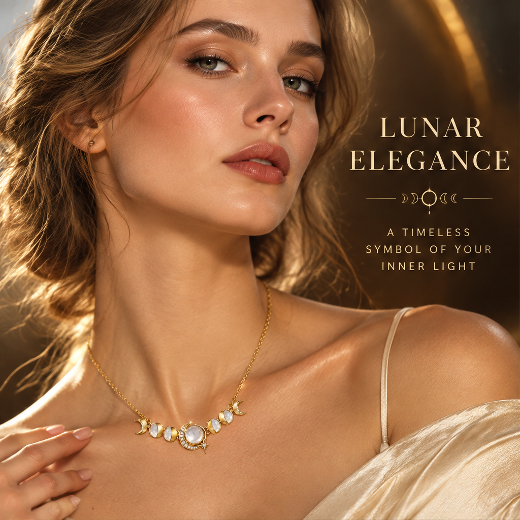 Moon Phase Moonstone Station Necklace | 18K Gold Lunar Cycle Fine Jewelry