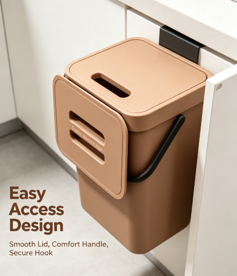 Modern Hands-Free Waste Basket - Small Step-On Rubbish Bin with Sealed Lid for Compact Spaces