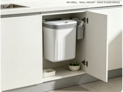 Spacious Cabinet-Mounted Garbage Container - 3.1 Gallon Sliding Lid Compost Pail for Kitchen Waste