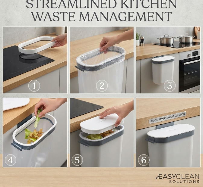Minimalist Hanging Garbage Bag Stand - Space-Saving Cabinet Door Trash Rack and Kitchen Towel Holder