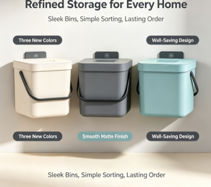 Thickened Wall-Mount Garbage Container - Space-Saving Hanging Trash Can with Cover for Kitchens