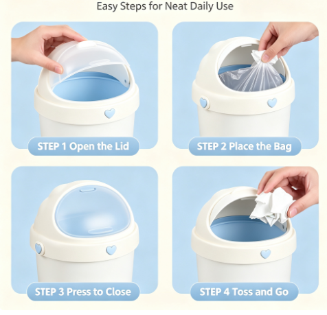 Playful Penguin Mini Desktop Trash Bin - Swing-Top Small Wastebasket for Kids Rooms and Study Desks