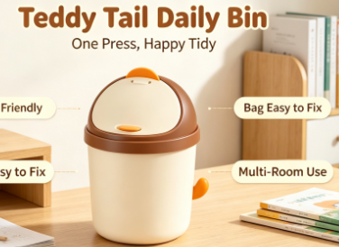 Playful Penguin Mini Desktop Trash Bin - Swing-Top Small Wastebasket for Kids Rooms and Study Desks