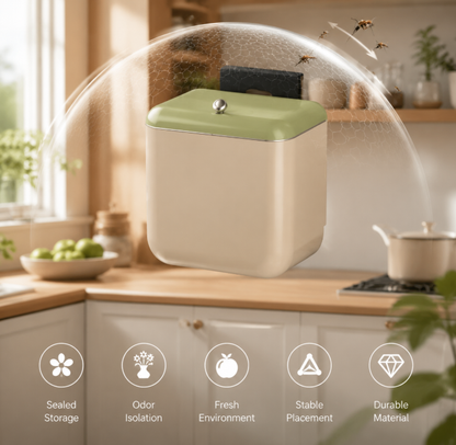 Spacious Over-the-Door Waste Basket - Airtight Compost Pail for Home and Office Use